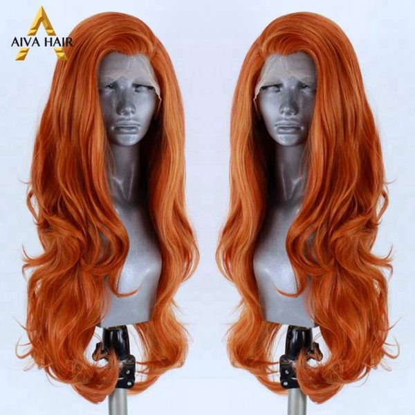 

aiva high temperature fiber 180% density synthetic lace front wig wavy heat resistant high temperature fiber for black women