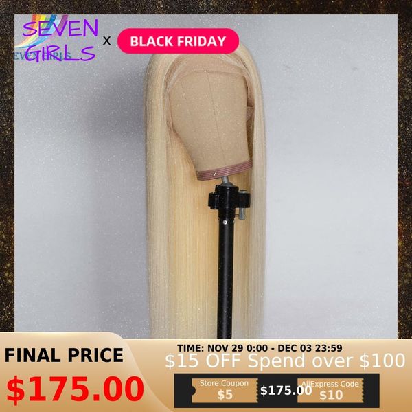 

sevengirls glueless #613 lace front human hair wigs brazilian straight 13*4 lace front wig pre plucked honey blonde remy hair, Black;brown