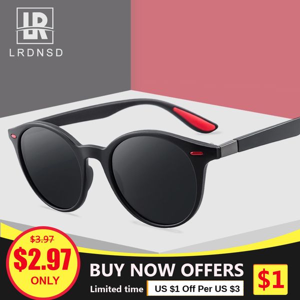

lrdnsd design men women classic retro rivet polarized sunglasses lighter design oval frame uv400 protection de sol, White;black