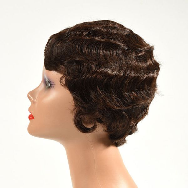 

99j bur pixie cut wig short human hair wigs for black women perruque cheveux humain finger wave wig r wig with for party