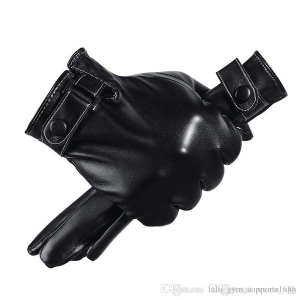 

mens driving gloves winter pu leather touchscreen warm soft thick fleece lining windproof water-resistant biking outdoor gloves ski bike 22, Black;green