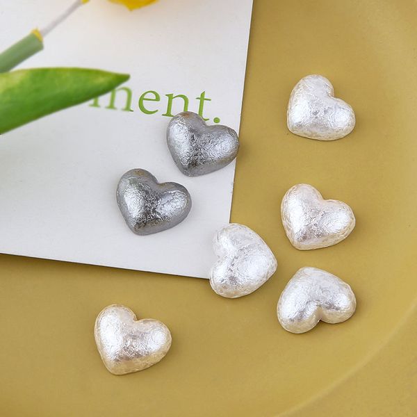 

10pcs new fashion classic statement pendant wrinkled frosted resin love patch heart earrings for women diy jewelry accessories, Silver