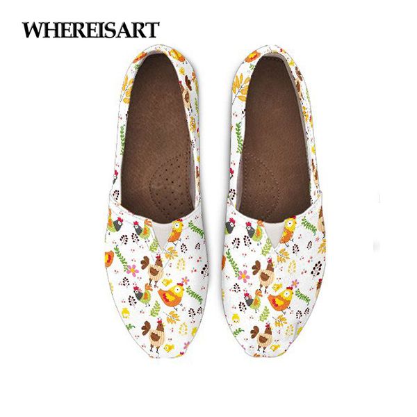 

whereisart women's shoes flats casual ladies loafers shoes canvas lazy cute animal chicken brand designer women comfort, Black