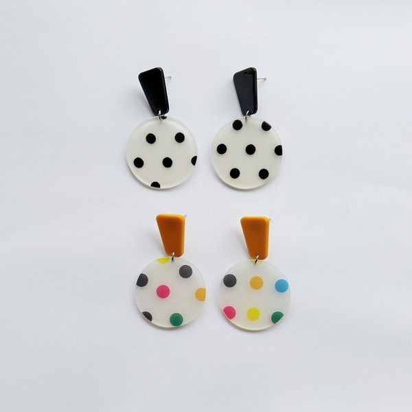 

смола серьги для девочек волна точка печати акриловые лето весна стиль милые серьги падения свежий цветок заявление ювелирные изделия падени, Silver