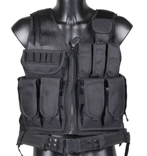 

black tactical vest combat gear molle system tactical vest, Camo;black