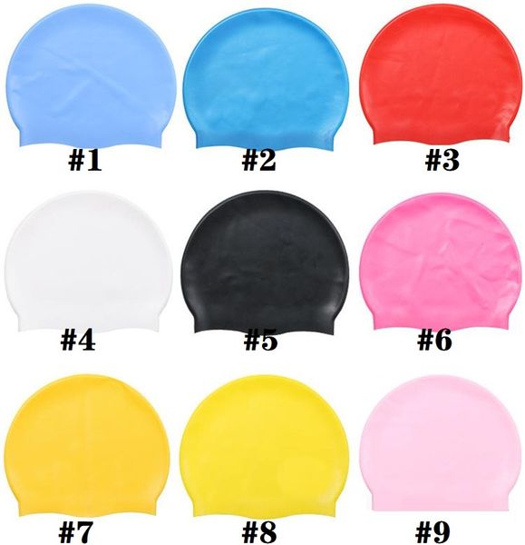 Adulto unisex impermeável Silicone Natação Chapéus Piscina Durable Caps flexível para Mulheres Imprimir Logo 50pcs K0851