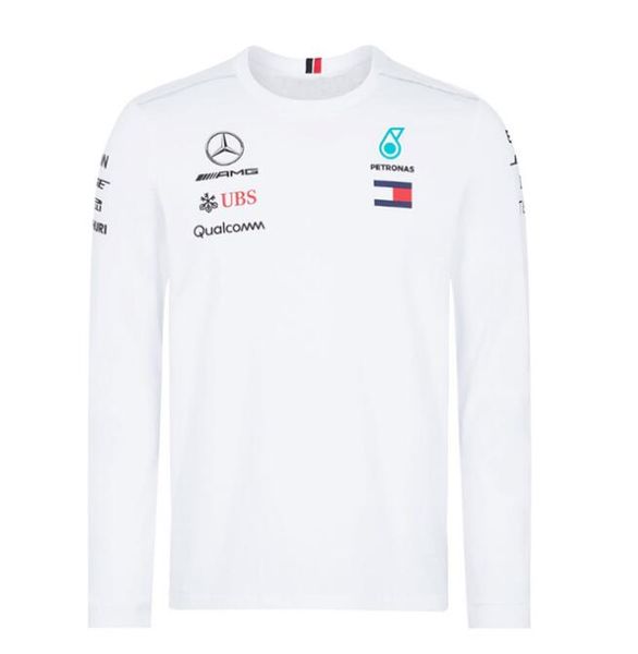 

2019 Формулы-1 Mercedes-AMG Mercedes-Benz F1 экипажа шеи с длинными рукавами футболка Гамильтона / Боттас быстрой сушка одежды быстросохнущей рубашка длинный ы