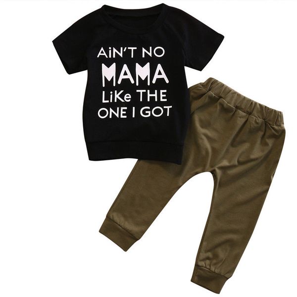 

summer newborn baby boys girls leisure clothes letter short sleeve t-shirt long pants leggings casual outfits 2pcs set, White