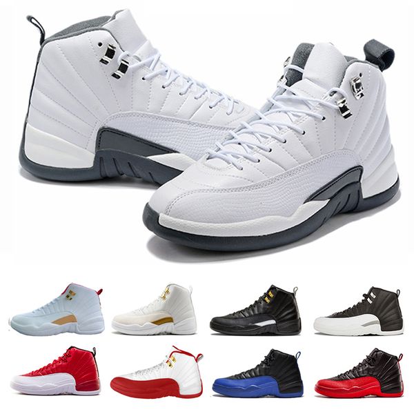 

designer 12 dark grey basketball shoes for mens 12s gym red taxi the master game royal playoffs bulls gym red men sports sneakers outdoor, Black
