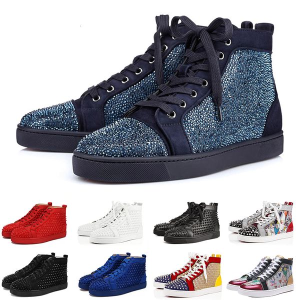 

luxury women mens red bottoms designer shoes studded spikes flats women party lovers genuine leather sneakers 35-46 with box