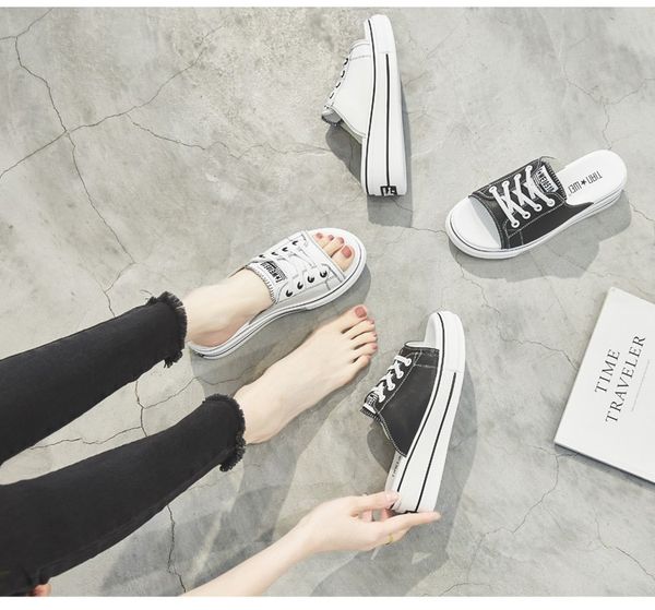 

slippers female leather outdoor 2020 summer new fashion wild student thick bottom net red ins tide sports sandals, Black