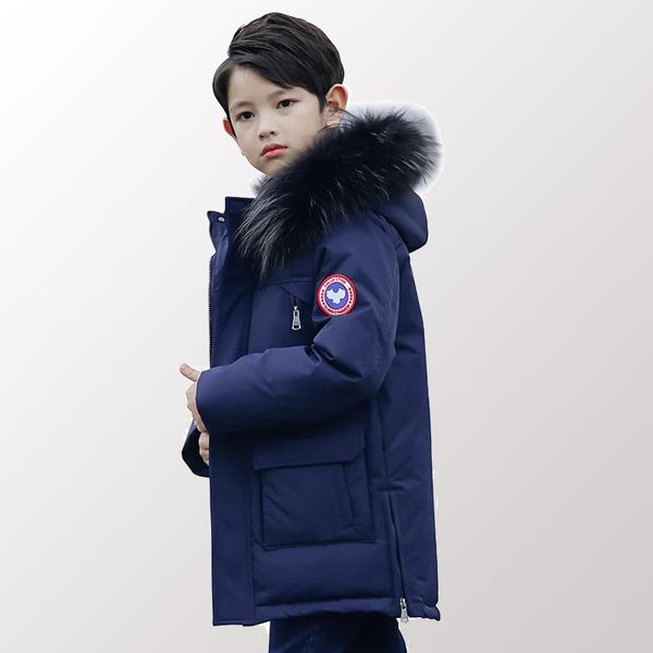 

children down padded teenage clothing big boys winter jacket parkas warm long thickening outerwear clothing 8 10 12 14 year, Blue;gray