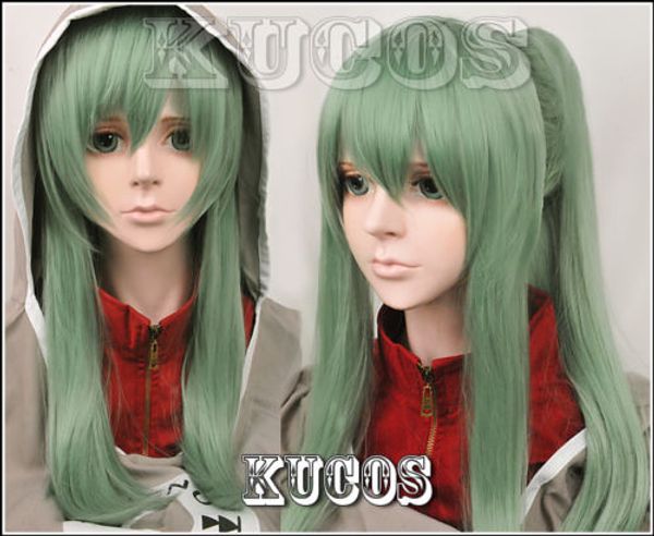 

676 kagerou project kido tsubomi green cosplay wig clip ponytail, Black