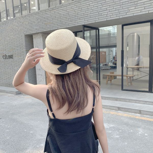 

flat butterfly butterfly lafite female summer all-match bowknot sun hat sunscreen hipster sun hat hat, Blue;gray