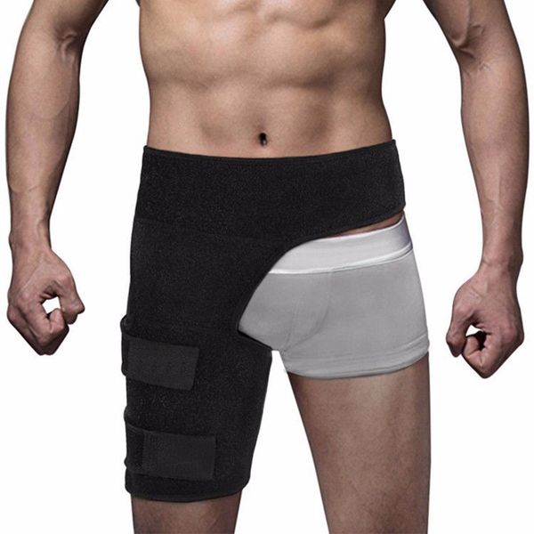 

new leg warmmers groin support wrap hip joint support waist groin sacrum pain relief strain arthritis protector hip thigh brace, Black;gray