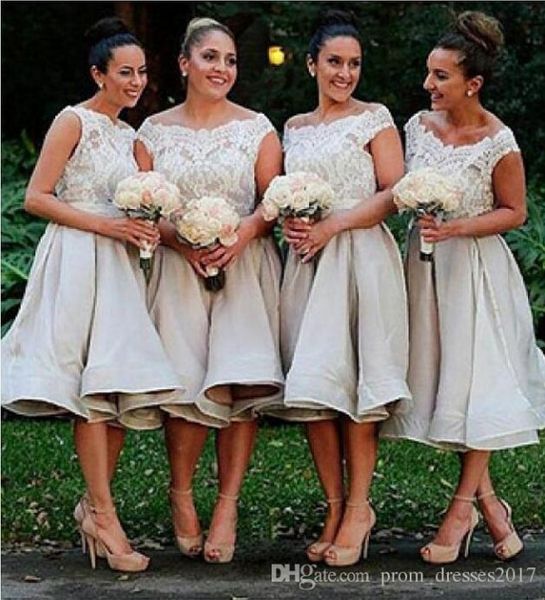 

short plus size bridesmaid dresses knee length lace applique zipper organza wedding guest maid of honor dress custom made, White;pink