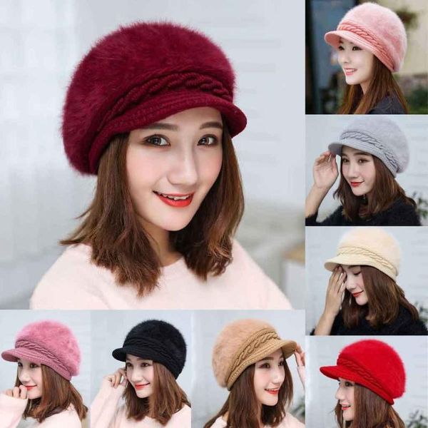 

hats 2020 spring winter new ladies fur hat winter trendy new knit hat women fashion simple warm cap elegant hats #n28, Blue;gray