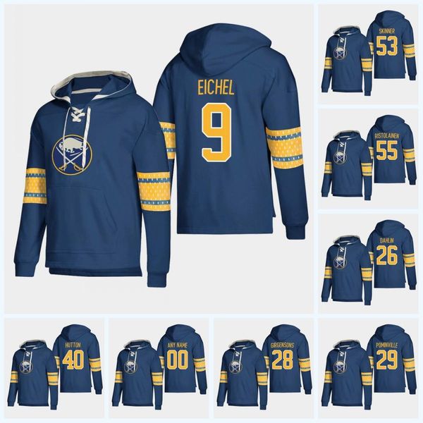 

9 jack eichel buffalo sabres hoodies 53 jeff skinner 26 rasmus dahlin 55 rasmus ristolainen 21 kyle okposo 23 sam reinhart jersey, Black;red