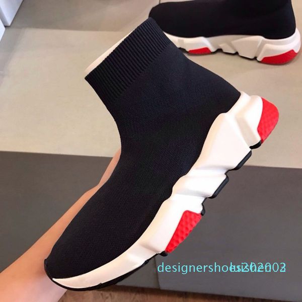 

new designer shoes speed sock sneakers stretch mesh high boots for men's womens black white red glitter runner flat trainers us5-12 s03