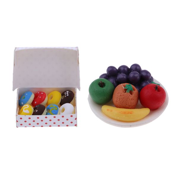 

1/12 dolls house miniature fruit platter donuts table display decoration