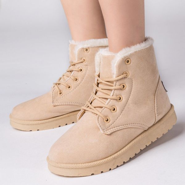 

warm fur snow boots women ankle boots for women winter female winter shoes booties plus size 42 43, Black