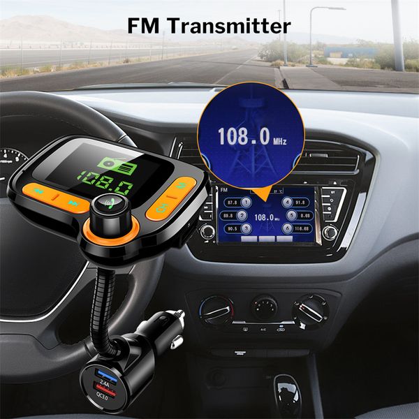 

1.77\" tft screen bluetooth5.0 fm transmitter w/voice navigation music player