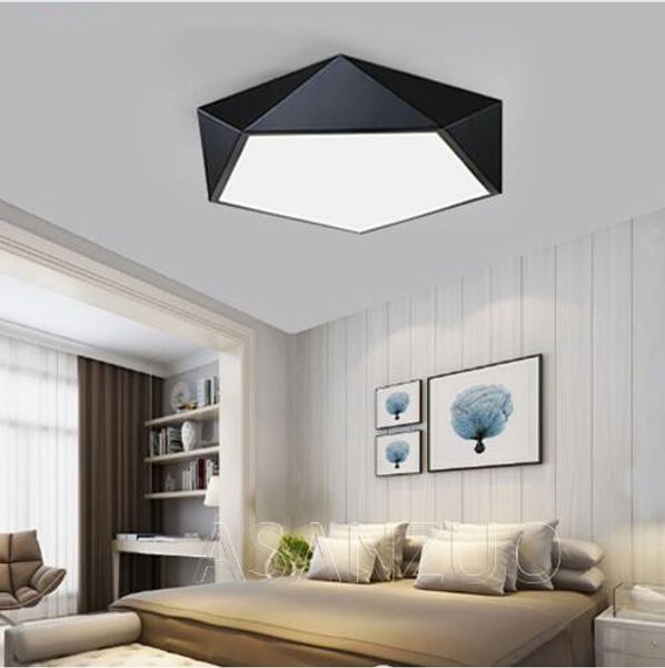 2019 Ultrathin Modern Led Ceiling Lights Simple Home Deco Fixtures Bedroom Dining Living Room Iron Black White Pentagon Ceiling Lamp From