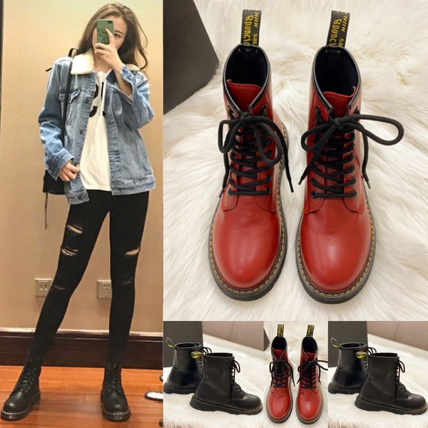 

casual platform shoes women matin boots pu leather brand autumn ladies ankle boots front zipper female botas mujer black shoes