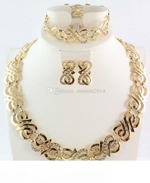 

женщины свадебные кристалл ювелирные наборы ggold серебряный цвет наборы ожерелье серьги браслет кольцо африканский бусины комплект ювелирны, Slivery;golden