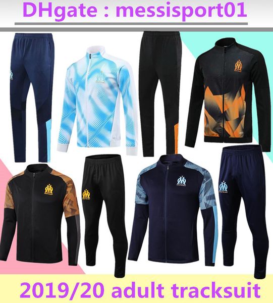 

2019 2020 olympique de marseille tracksuit soccer jacket maillot de foot 2019/20 thauvin om marseille football jacket full zipper tracksuit, Black