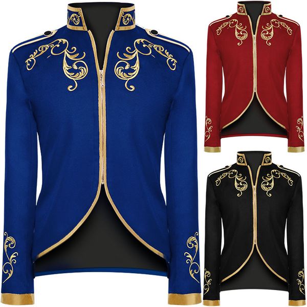 

Singers Coat Retro Costume Palace Prince coat Embroidered British Style Palace Prince Wedding Groom Slim Fit Suit Jacket male