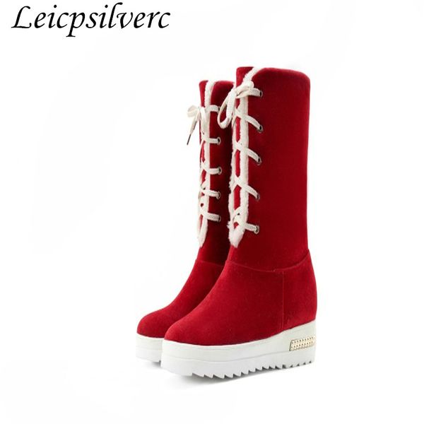 

winter fashion popular lace young woman flat shoes suede lovely fur boots women's shoes warm women's boots big size 34-44, Black