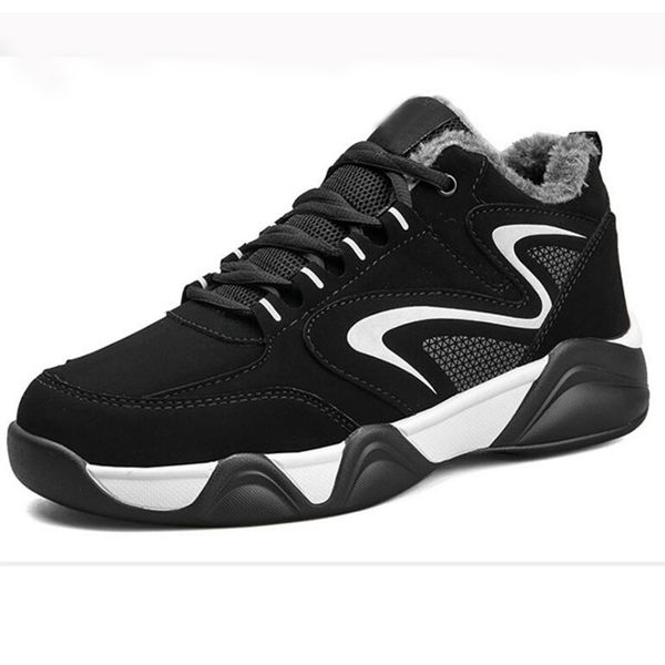 

2019 original plus velvet men warm cotton casual shoes snow sneakers korean version of the trend of wild sports shoes, Black