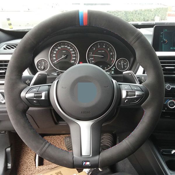 

appdee black suede car steering wheel cover for f87 m2 f80 m3 f82 m4 m5 f12 f13 m6 f85 x5 m f86 x6 m f33 f30 sport