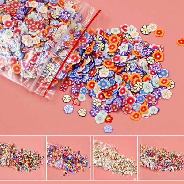 

1000pcs/pack nail art fruit flowers feather diy design fimo cane slices decoration acrylic beauty polymer clay nail sticker tool, Silver;gold