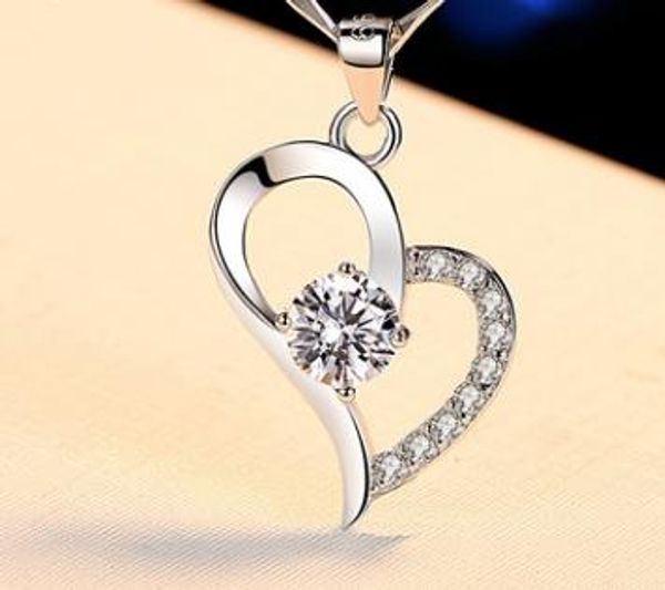 

necklace female sterling silver clavicle chain 999 silver inlaid pendant valentine's day gift