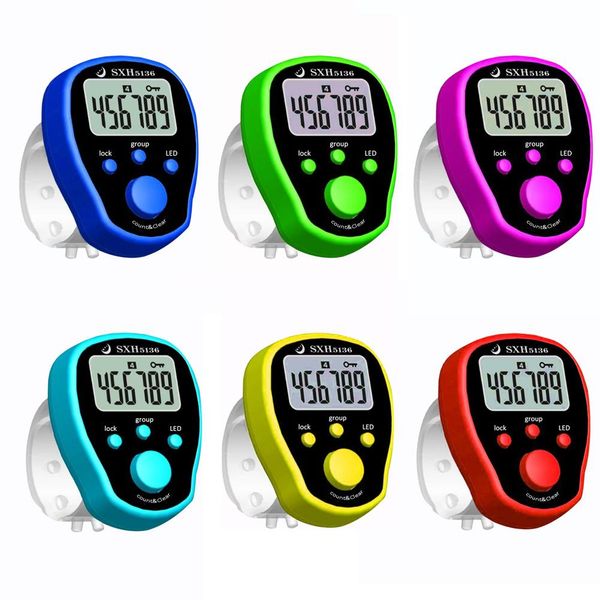 

1pc lcd digit electronic finger counter resettable hand tally five groups counters finger electronic counter random color