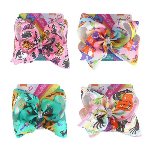 

ins 8inch jojo siwa bows halloween pumpkin girls hair clips jojo siwa kids barrettes fashion hair pins baby bb clips, Slivery;white
