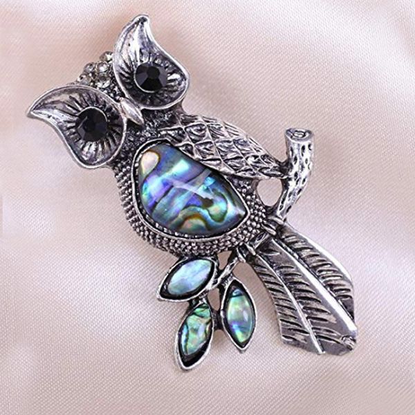 

100pcs fancy vintage silver tone shell broaches owl animal for women girls jewelry brooch pins for gift/party, Gray