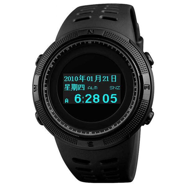 

men's watch waterproof outdoor sports noctilucent compass watch running step gauge calories multi-function digital watches, Slivery;brown
