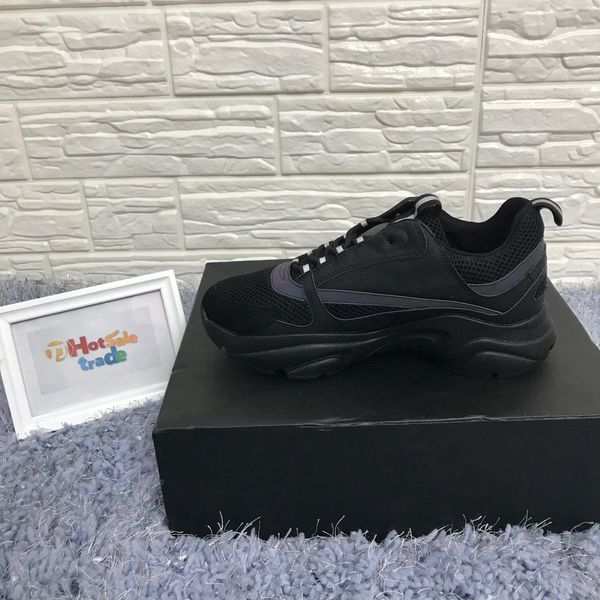 

2019 the new designer womens men casual shoes dark grey classic b22 high grade luxury leisure shoes low cut lace-up shoes with box s01, Black