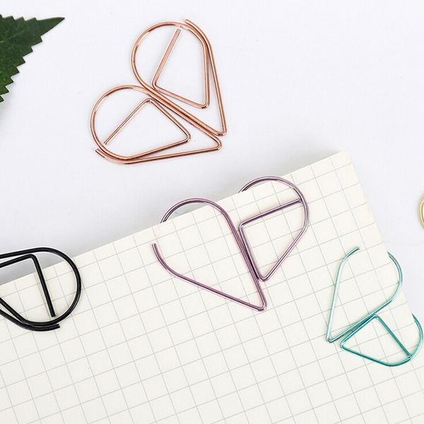 

1.5*2.5cm 10pcs water drop shape metal bookmark memo books marking clip modeling book marks office school stationery supplies