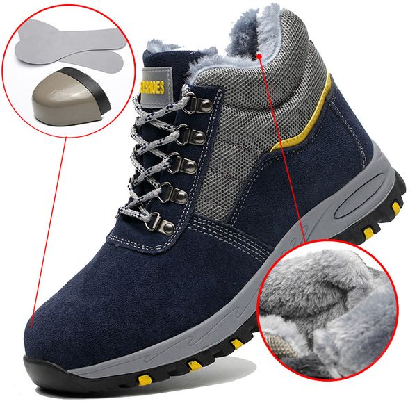 

work safety boot men shoes anti-smashing safety shoes men work boot outdoor non-slip construction protective, Black