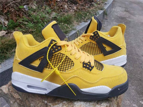 

mens shoes mens sport shoes yellow men sneaker basketball shoes 4s j4 sneakers boots with socks and boxes 40-47