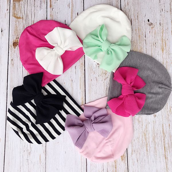 

new europe infant baby boys girls hat kids elastic bowknot turban hat children cotton hats 15141, Yellow