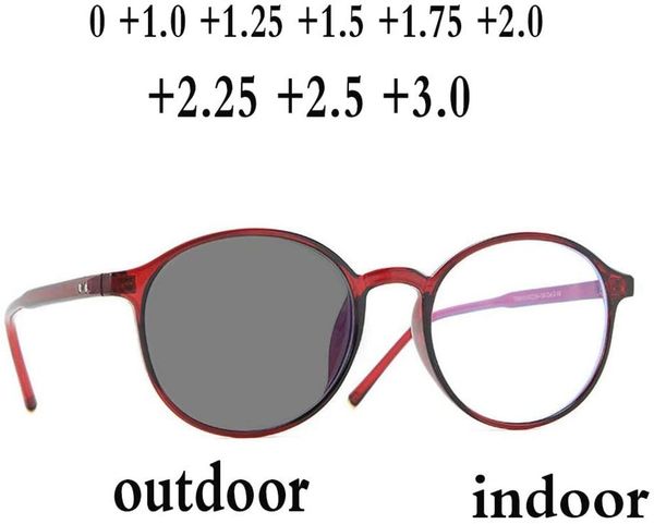 

mincl/ super light tr90 2020 new round pchromic reading glasses red discolored presbyopia sunglasses outdoors nx, White;black