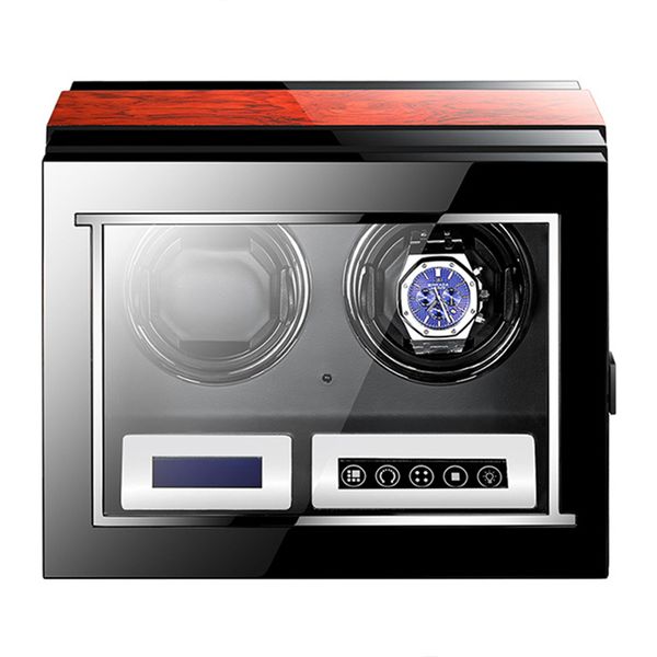 

eu/us/au/uk plug luxury high class motor shaker watch winder holder display automatic mechanical jewelry watch case, Black;blue