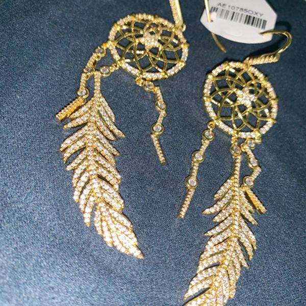 

wholesale- yellow silver dream catcher earrings, Golden