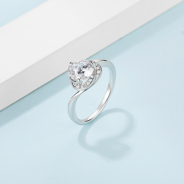 

cluster rings 925 silver moissanite ring 1ct 6.5mm e color round cut elegant classic style wedding engagement for women with certificate, Golden;silver