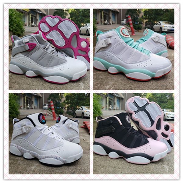

new six 6 white blue rings womens basketball shoes 6s white pink blue black women sneakers size 5.5~8.5 322992-100